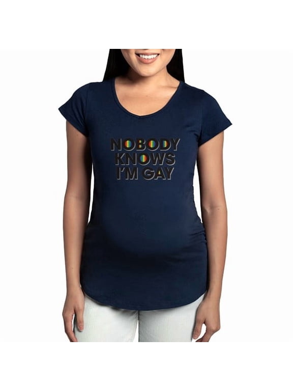 - Nobody Knows I'm Gay Maternity T Shirt - Cotton Maternity T-shirt, Cute & Funny Pregnancy Tee