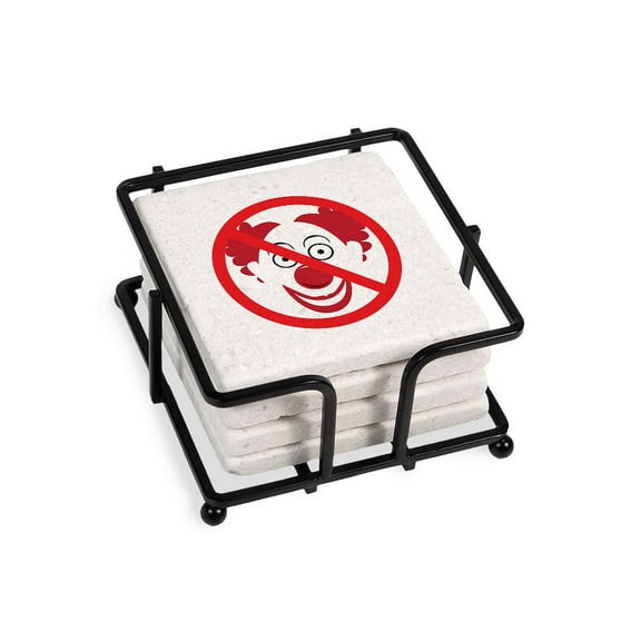 CafePress - Noclowns - Tile Coaster, Drink Coaster Set of 4 w/ holder