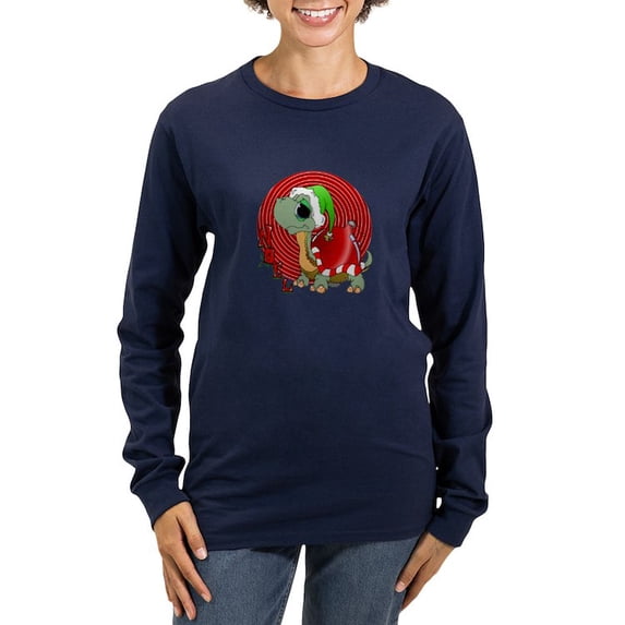 CafePress - Noel Turtle Long Sleeve T Shirt - Women's Long Sleeve Graphic Tee Casual Fit