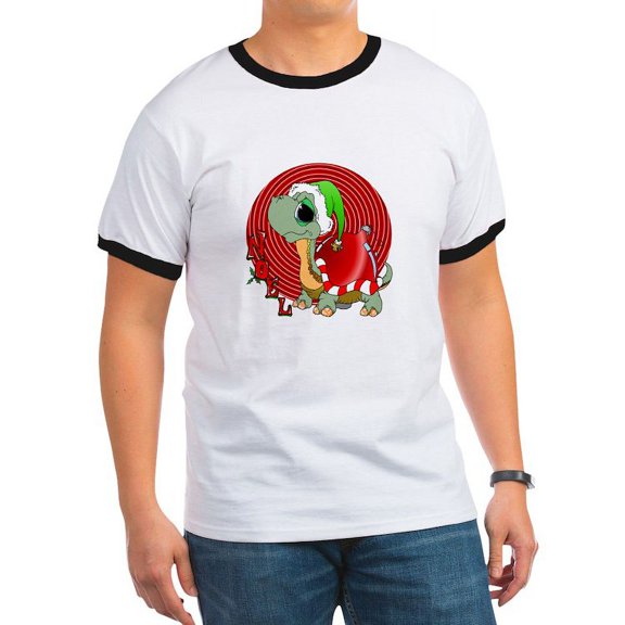 CafePress - Noel Turtle T Shirt - 100% Cotton Ringed T-Shirt