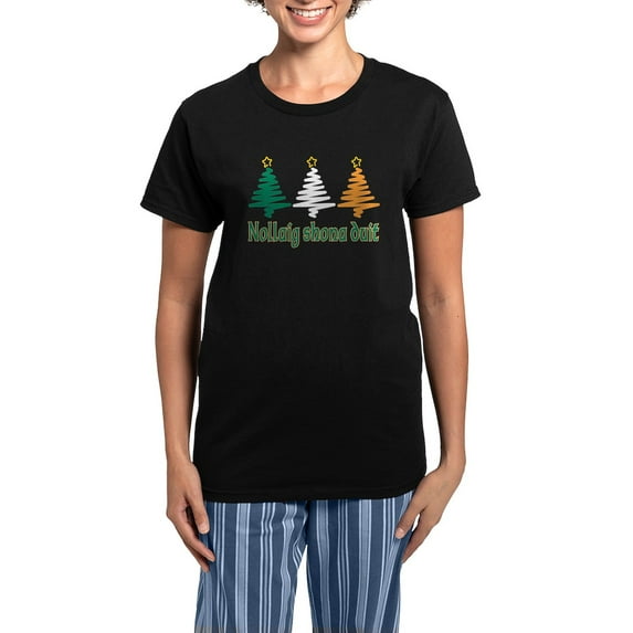 CafePress - Nollaig Shona Duit Women's Dark Pajamas - Women's Short Sleeve Print T-Shirt and Pants Dark Cotton Pajama Set