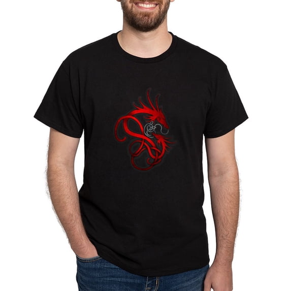 CafePress - Norse Dragon Red Dark T Shirt - Men's Classic Graphic Cotton T-Shirt