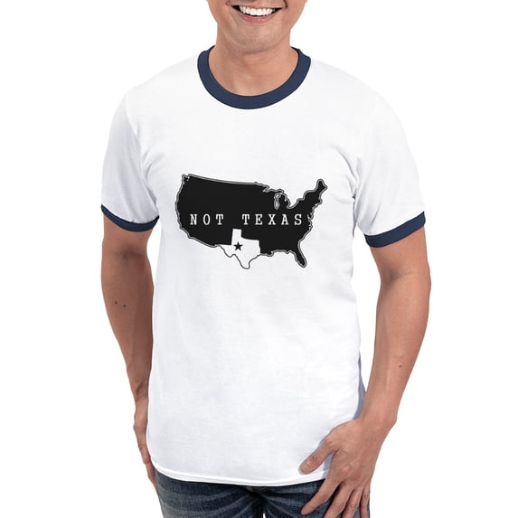 CafePress - Not Texas T Shirt - 100% Cotton Ringed T-Shirt