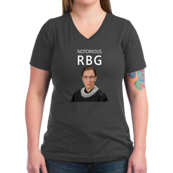 CafePress - Notorious RBG Women's V Neck Dark T Shirt - Women's V-Neck Dark T-Shirt