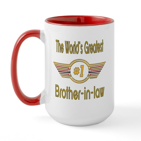 CafePress - Number 1 Brother In Law Large Mug - 15 oz Ceramic Large White Novelty Mug