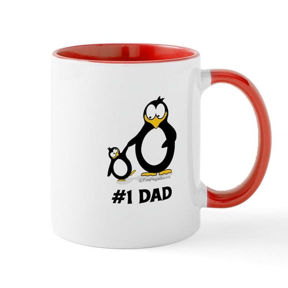 CafePress - Number 1 Dad Penguin Mug - 11 oz Ceramic Mug - Novelty Coffee Tea Cup