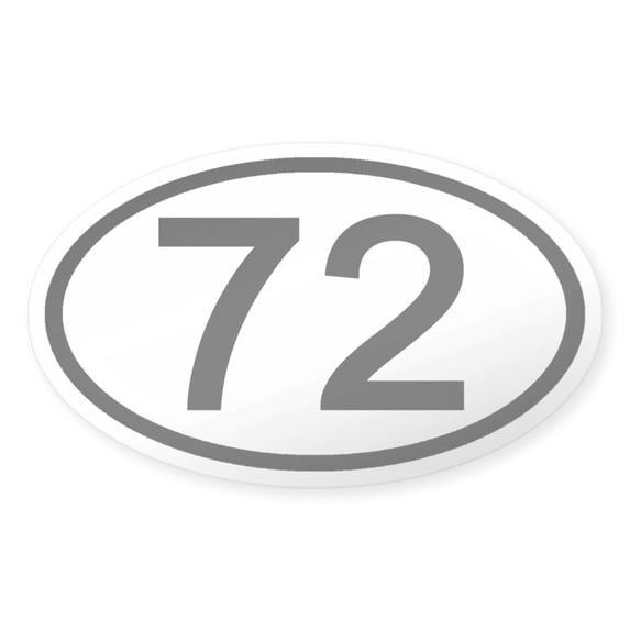 CafePress - Number 72 Oval Oval Sticker - Sticker (Oval)