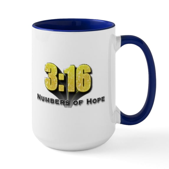 CafePress - Numbers Of Hope John 3:16 Large Mug - 15 oz Ceramic Large White Novelty Mug
