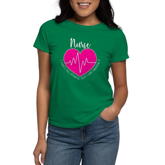 CafePress - Nurse I Can't Fix Stupid Women's Classic T Shirt - Women's Traditional Fit Dark T-Shirt