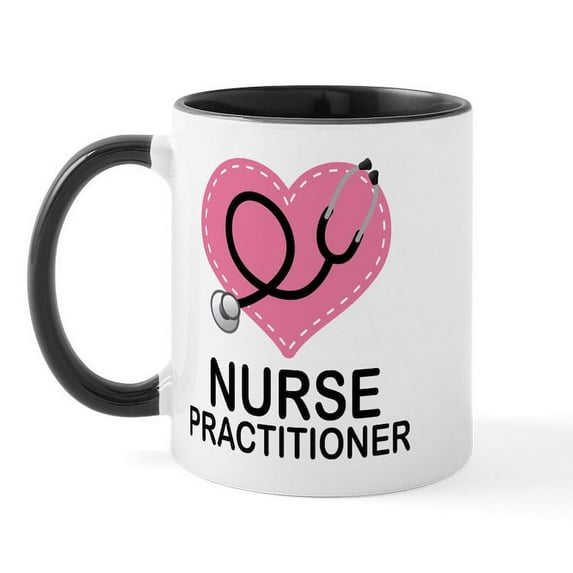 CafePress - Nurse Practitioner Heart Mug - 11 oz Ceramic Mug - Novelty Coffee Tea Cup