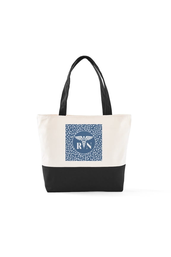 - Nurse RN Caduceus - Two Tone, 100% Cotton, Zipper Tote Bag