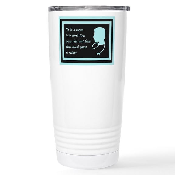 CafePress - Nurses Touch Lives Male Stainless Steel Travel Mug - Insulated Stainless Steel Travel Tumbler 20 oz.