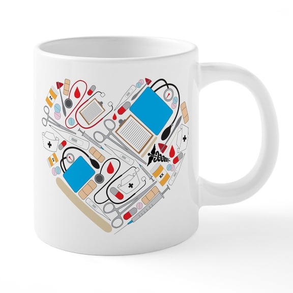 CafePress - Nursing Tools Heart - 20 Oz White Ceramic Mega Mug
