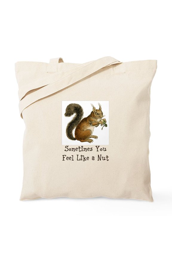 - Nutty Squirrel Tote Bag - Unisex Canvas Tote Bag, Beige, 1-Piece