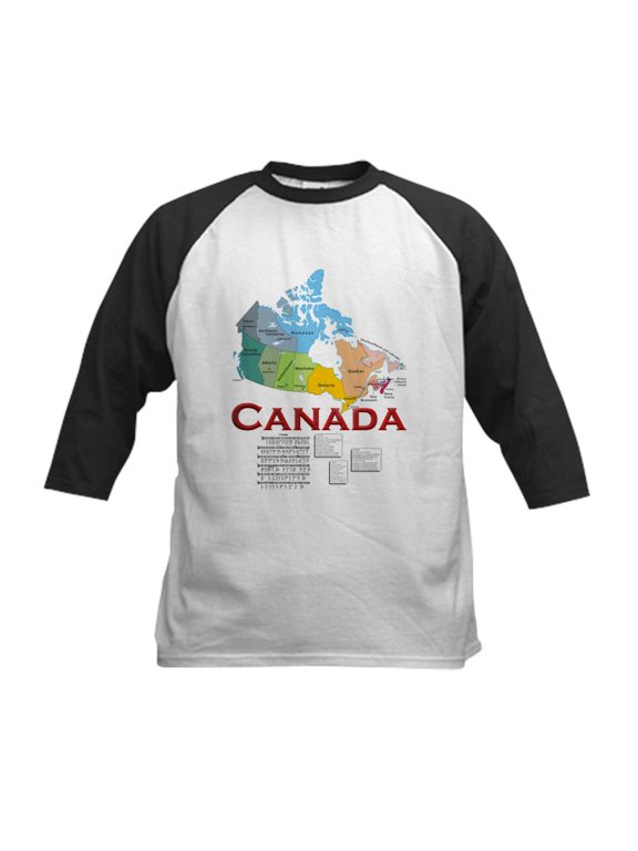 - O Canada: Kids Baseball Jersey - Kids Cotton Baseball Jersey, 3/4 Sleeve Shirt