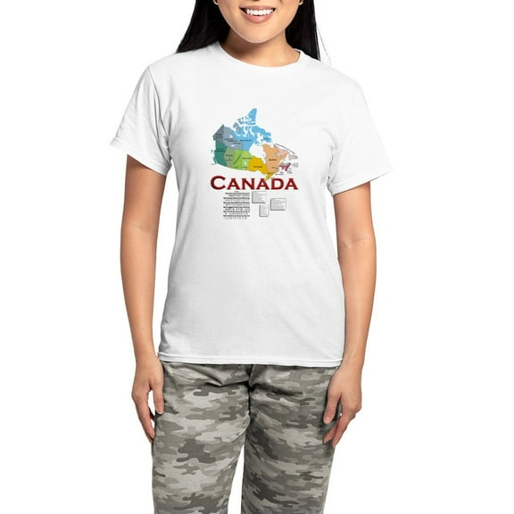 CafePress - O Canada: Women's Light Pajamas - Women's Short Sleeve Print T-Shirt and Pants Light Cotton Pajama Set