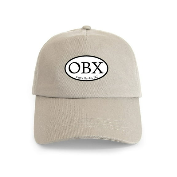 CafePress - OBX Outer Banks, NC Oval Cap - Adjustable 100% Brushed Unisex Casual Cotton Baseball Cap, Beige, 1