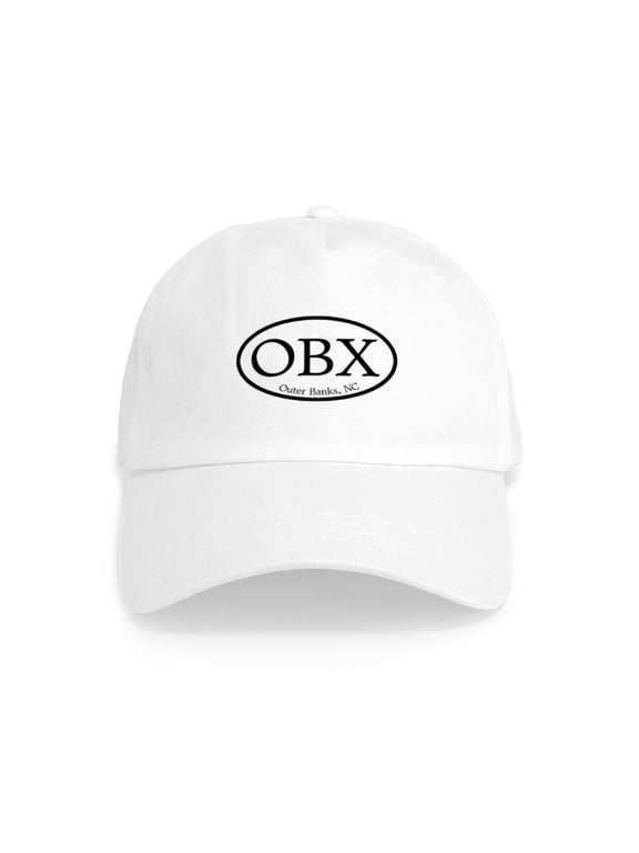 - OBX Outer Banks, NC Oval Cap - Adjustable 100% Brushed Unisex Casual Cotton Baseball Cap, Beige, 1