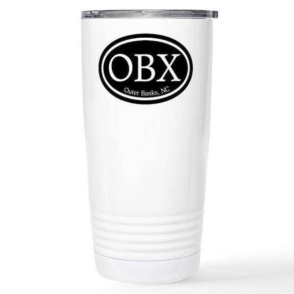 CafePress - OBX Outer Banks, NC Oval Stainless Steel Travel Mu - Insulated Stainless Steel Travel Tumbler 20 oz.