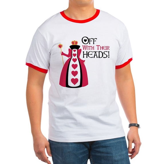 CafePress - OFF WITH THEIR HEADS! T Shirt - 100% Cotton Ringed T-Shirt