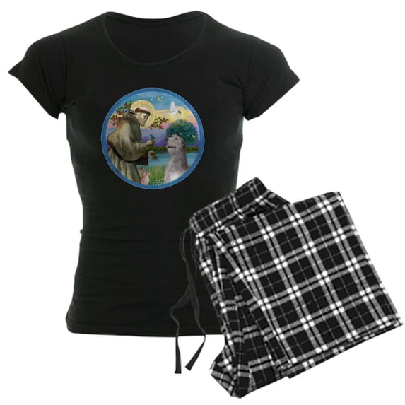 CafePress - ORN St Francis Irish Wolfh Women's Dark Pajamas - Women's Short Sleeve Print T-Shirt and Pants Dark Cotton Pajama Set