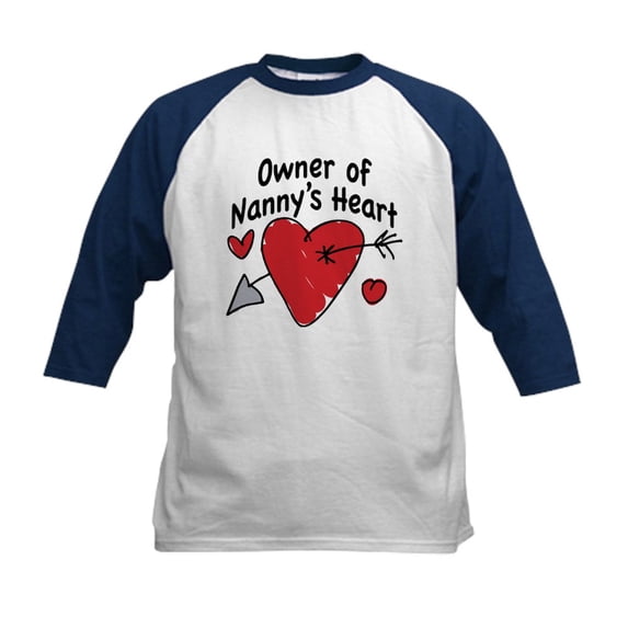 CafePress - OWNER OF NANNY's HEART Kids Baseball Jersey - Kids Cotton Baseball Jersey, 3/4 Sleeve Shirt