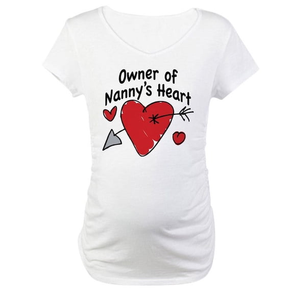CafePress - OWNER OF NANNY's HEART Maternity T Shirt - Cotton Maternity T-shirt, Cute & Funny Pregnancy Tee