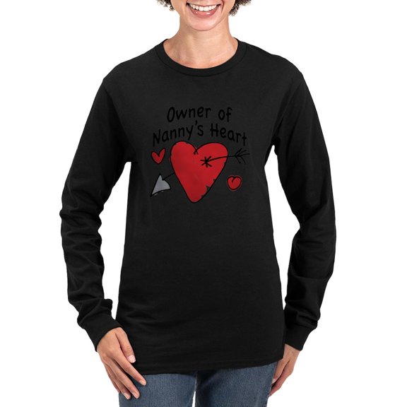 CafePress - OWNER OF NANNY's HEART Women's Long Sleeve Dark T - Women's Long Sleeve Graphic Tee Casual Fit