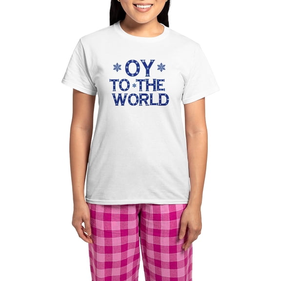 CafePress - OY To The World Pajamas - Women's Short Sleeve Print T-Shirt and Pants Light Cotton Pajama Set