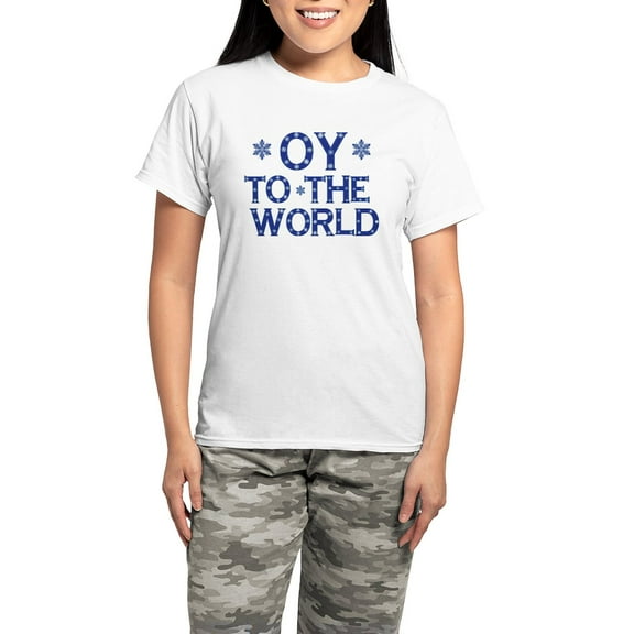 CafePress - OY To The World Pajamas - Women's Short Sleeve Print T-Shirt and Pants Light Cotton Pajama Set