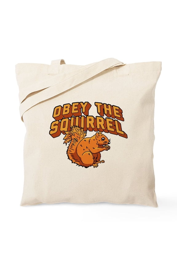 - Obey The Squirrel Tote Bag - Unisex Canvas Tote Bag, Beige, 1-Piece
