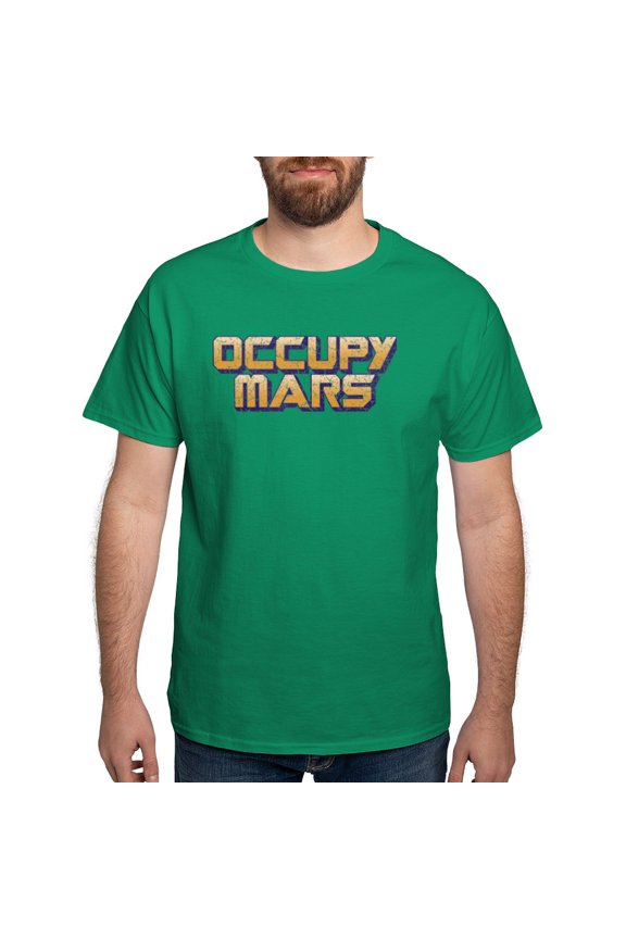 - Occupy Mars Dark T Shirt - Men's Classic Graphic Cotton T-Shirt