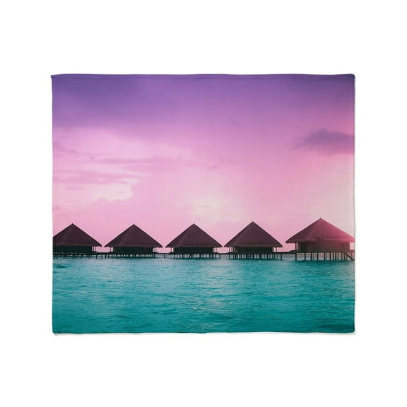 CafePress - Ocean Bungalows Throw Blanket - Soft Fleece Throw Blanket, 50"x60" for All Ages