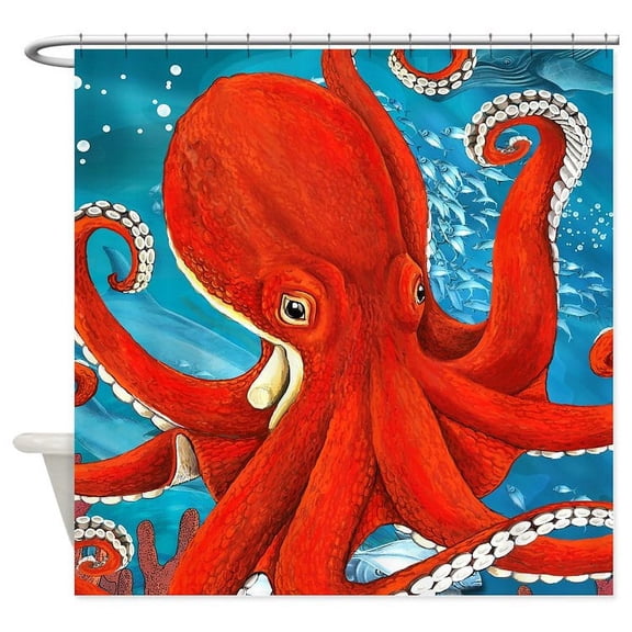 CafePress - Octopus Painting - Unique Fabric Shower Curtain 70" x 72"