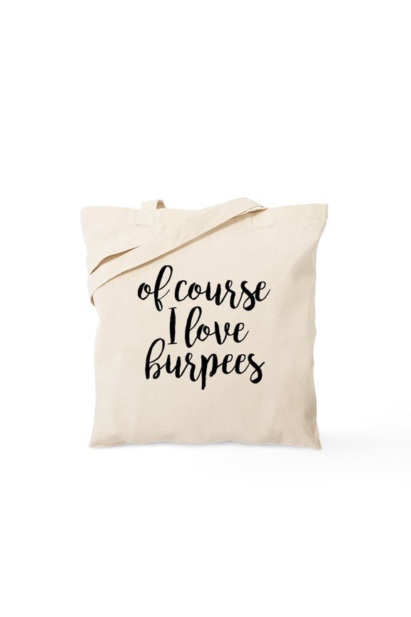 - Of Course I Love Burpees Tote Bag - Unisex Canvas Tote Bag, Beige, 1-Piece