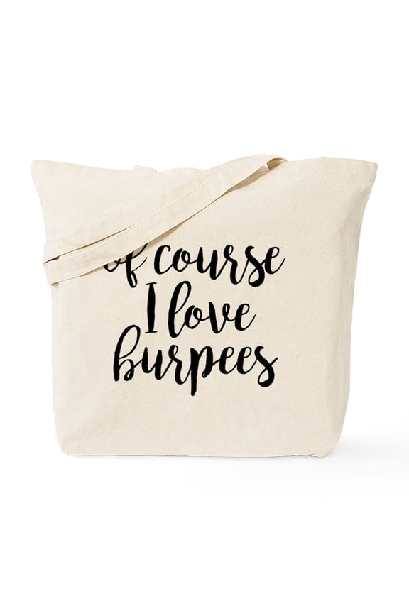 - Of Course I Love Burpees Tote Bag - Unisex Canvas Tote Bag, Beige, 1-Piece
