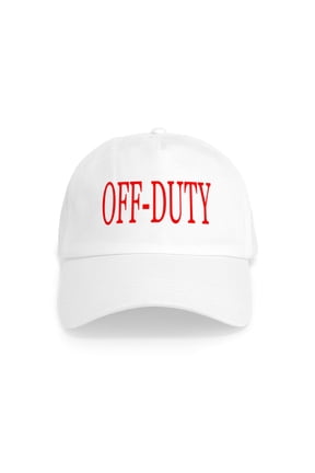 - Off Duty (Red) Cap - Adjustable 100% Brushed Unisex Casual Cotton Baseball Cap, Beige, 1
