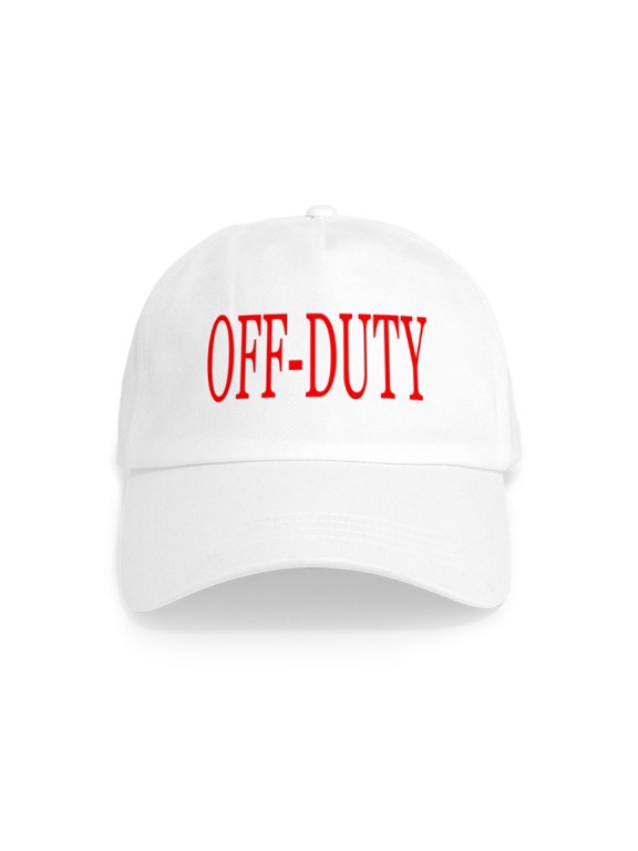 - Off Duty (Red) Cap - Adjustable 100% Brushed Unisex Casual Cotton Baseball Cap, Beige, 1