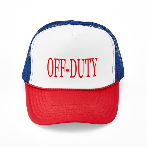 CafePress - Off Duty (Red) - Trucker Hat - Polyester Foam Front and Nylon Mesh Weave Back