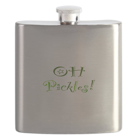 CafePress - Oh Pickles Flask - Stainless Steel Flask, 6oz Drinking Flask