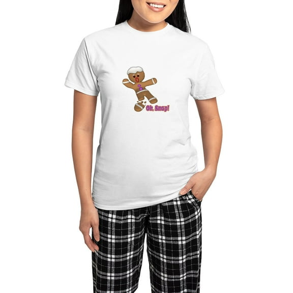CafePress - Oh Snap Gingerbread Cookie Women's Light Pajamas - Women's Short Sleeve Print T-Shirt and Pants Light Cotton Pajama Set