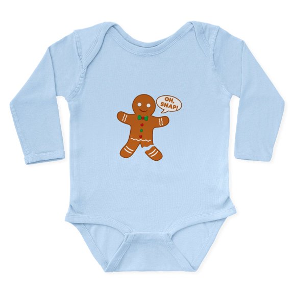 CafePress - Oh Snap Gingerbread Ma Long Sleeve Infant Bodysuit - Long Sleeve Cotton Baby Bodysuit