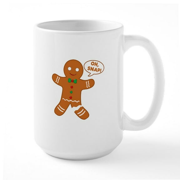 CafePress - Oh Snap Gingerbread Man - 15 oz Ceramic Large White Novelty Mug