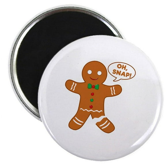 CafePress - Oh Snap Gingerbread Man Magnet - 2.25" Round Magnet, Refrigerator Magnet, Button Magnet Style