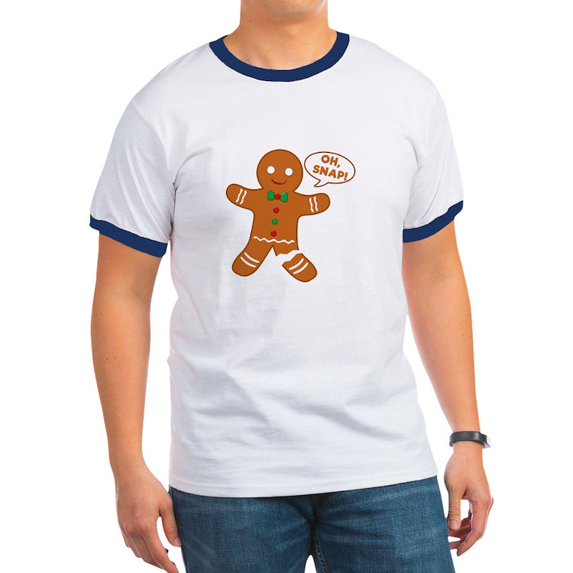 CafePress - Oh Snap Gingerbread Man Ringer T - 100% Cotton Ringed T-Shirt