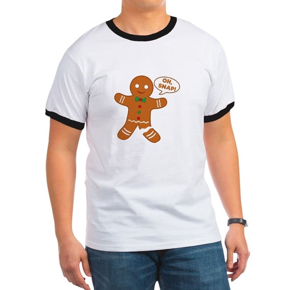 CafePress - Oh Snap Gingerbread Man Ringer T - 100% Cotton Ringed T-Shirt