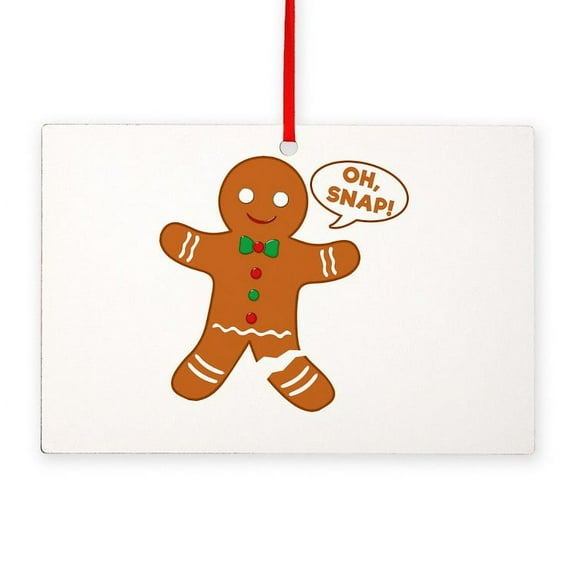 CafePress - Oh Snap Gingerbread Man - Wood Rectangle Ornament 6"x4"