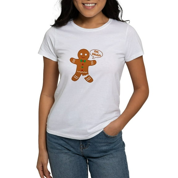 CafePress - Oh Snap Gingerbread Women's Classic White T Shirt - Women's Classic T-Shirt