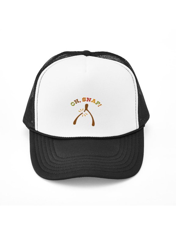- Oh, Snap Wishbone - Adjustable Unisex Printed Trucker Hat with Mesh Back