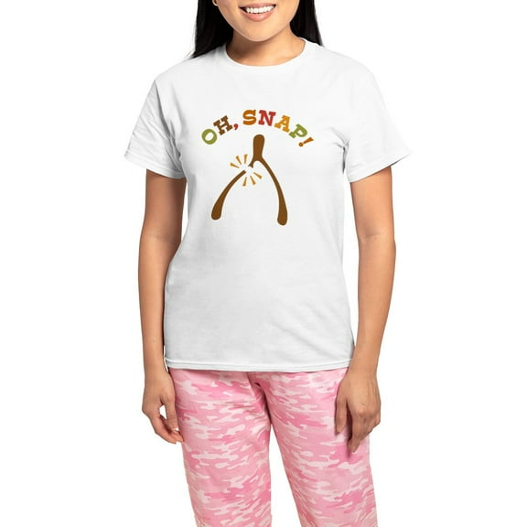 CafePress - Oh, Snap Wishbone Women's Light Pajamas - Women's Short Sleeve Print T-Shirt and Pants Light Cotton Pajama Set